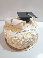 GRADUATION CAKE celebration cake 8 or 10 inch round available, rosettes buttercream covered  cake