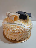 GRADUATION CAKE celebration cake 8 or 10 inch round available, rosettes buttercream covered  cake