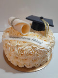 GRADUATION CAKE celebration cake 8 or 10 inch round available, rosettes buttercream covered  cake