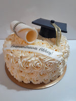 GRADUATION CAKE celebration cake 8 or 10 inch round available, rosettes buttercream covered  cake