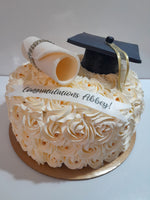 GRADUATION CAKE celebration cake 8 or 10 inch round available, rosettes buttercream covered  cake