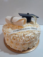 GRADUATION CAKE celebration cake 8 or 10 inch round available, rosettes buttercream covered  cake