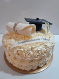 GRADUATION CAKE celebration cake 8 or 10 inch round available, rosettes buttercream covered  cake