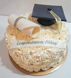 GRADUATION CAKE celebration cake 8 or 10 inch round available, rosettes buttercream covered  cake