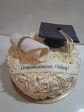 GRADUATION CAKE celebration cake 8 or 10 inch round available, rosettes buttercream covered  cake