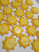 1 dozen Custom Sun themed DECORATED COOKIES  royal icing DECORATED -COOKIES, suns, and plaques SHIPPING INCLUDED