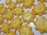 1 dozen Custom Sun themed DECORATED COOKIES  royal icing DECORATED -COOKIES, suns, and plaques SHIPPING INCLUDED