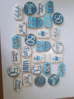 JENNY CUSTOM COOKIES 50th BIRTHDAY COOKIES  royal icing DECORATED -2 dozen cookies, shipping included