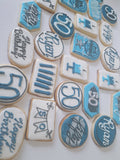 JENNY CUSTOM COOKIES 50th BIRTHDAY COOKIES  royal icing DECORATED -2 dozen cookies, shipping included