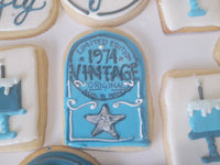 JENNY CUSTOM COOKIES 50th BIRTHDAY COOKIES  royal icing DECORATED -2 dozen cookies, shipping included