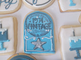 JENNY CUSTOM COOKIES 50th BIRTHDAY COOKIES  royal icing DECORATED -2 dozen cookies, shipping included