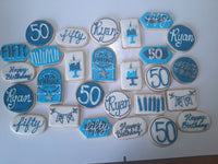 JENNY CUSTOM COOKIES 50th BIRTHDAY COOKIES  royal icing DECORATED -2 dozen cookies, shipping included