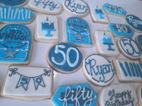 JENNY CUSTOM COOKIES 50th BIRTHDAY COOKIES  royal icing DECORATED -2 dozen cookies, shipping included