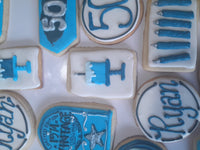 JENNY CUSTOM COOKIES 50th BIRTHDAY COOKIES  royal icing DECORATED -2 dozen cookies, shipping included