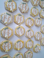 Custom Bee themed engagement 2dozen with shipping included, COOKIES royal icing DECORATED Engagement bridal wedding COOKIES