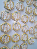 Custom Bee themed engagement 2dozen with shipping included, COOKIES royal icing DECORATED Engagement bridal wedding COOKIES