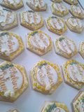 Custom Bee themed engagement 2dozen with shipping included, COOKIES royal icing DECORATED Engagement bridal wedding COOKIES