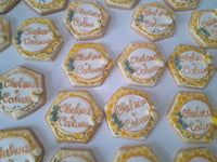 Custom Bee themed engagement 2dozen with shipping included, COOKIES royal icing DECORATED Engagement bridal wedding COOKIES