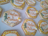 Custom Bee themed engagement 2dozen with shipping included, COOKIES royal icing DECORATED Engagement bridal wedding COOKIES