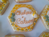 Custom Bee themed engagement 2dozen with shipping included, COOKIES royal icing DECORATED Engagement bridal wedding COOKIES