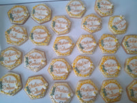 Custom Bee themed engagement 2dozen with shipping included, COOKIES royal icing DECORATED Engagement bridal wedding COOKIES