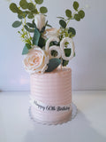 Birthday Cake, double barrel cake 6 or 8 inch round with faux florals