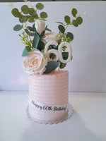 Birthday Cake, double barrel cake 6 or 8 inch round with faux florals