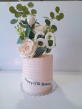 Birthday Cake, double barrel cake 6 or 8 inch round with faux florals