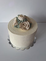 WEDDING CAKE, 8 inch, ridged design with buttercream flower topper