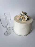 WEDDING CAKE, 8 inch, ridged design with buttercream flower topper