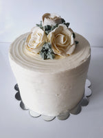 WEDDING CAKE, 8 inch, ridged design with buttercream flower topper