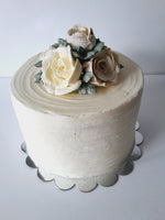 WEDDING CAKE, 8 inch, ridged design with buttercream flower topper