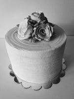 WEDDING CAKE, 8 inch, ridged design with buttercream flower topper