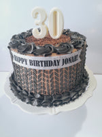 Chocolate cake for Him, mens birthday cake, knitted sweater pattern