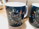 Mug, Let's Get Lit, Blue Christmas Mugs, Funny Gift Cup Mug, White Glossy Mug, Cup, Christmas Mug, Gift, White Glossy Mug 11oz, White