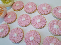 decorated daisy sugar cookies, pink daisy cookies 23sweets.com