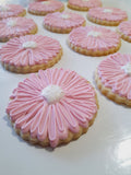 decorated daisy sugar cookies, pink daisy cookies 23sweets.com