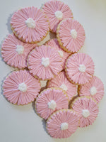 decorated daisy sugar cookies, pink daisy cookies 23sweets.com