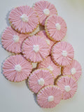 decorated daisy sugar cookies, pink daisy cookies 23sweets.com