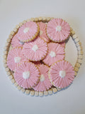 decorated daisy sugar cookies, pink daisy cookies 23sweets.com