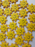 Cookies, 1 dozen custom Yellow SUNS, sun COOKIES  royal icing DECORATED -COOKIE