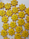 Cookies, 1 dozen custom Yellow SUNS, sun COOKIES  royal icing DECORATED -COOKIE