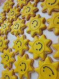 Cookies, 1 dozen custom Yellow SUNS, sun COOKIES  royal icing DECORATED -COOKIE