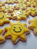 Cookies, 1 dozen custom Yellow SUNS, sun COOKIES  royal icing DECORATED -COOKIE