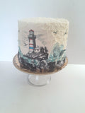 Birthday cake, Maritime themed lighthouse cake, ocean themed, 6 inch round