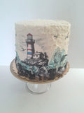 Birthday cake, Maritime themed lighthouse cake, ocean themed, 6 inch round