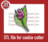 COOKIE CUTTER STL file, Tulip with stem STL Cookie cutter file, instant download