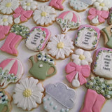 Cookies, garden spring flower set baby shower cookies, 1 dozen, baby shower,