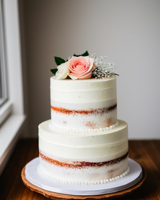 2 tier naked WEDDING CAKE, elegant simple, 6 and 8 inch round tiers