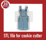 COOKIE CUTTER STL file, “DENIM JEAN OVERALLS” STL Cookie cutter file, instant download